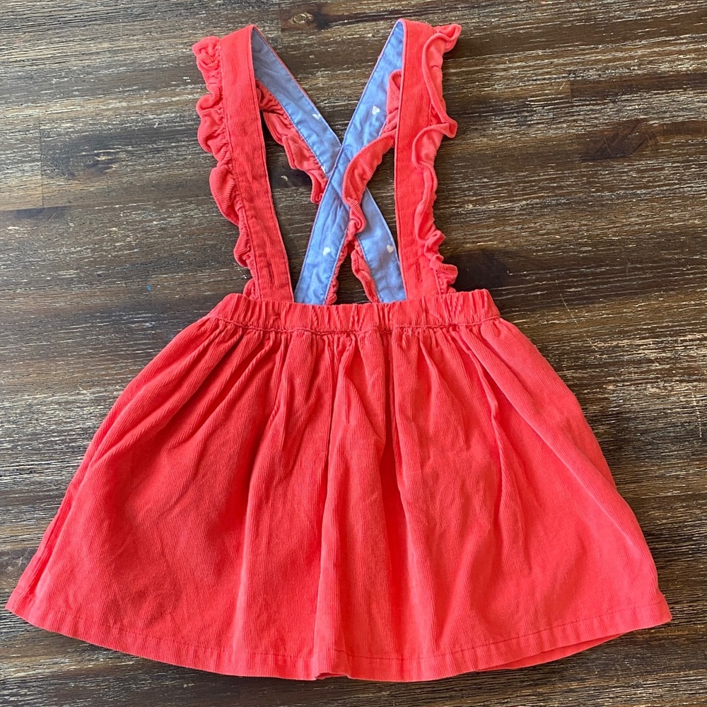 Baby Boden Coral Ruffled Suspender Skirt